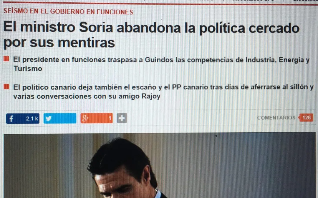 La no comparecencia del Ministro Soria para dar explicaciones fue un ninguneo a las instituciones democráticas
