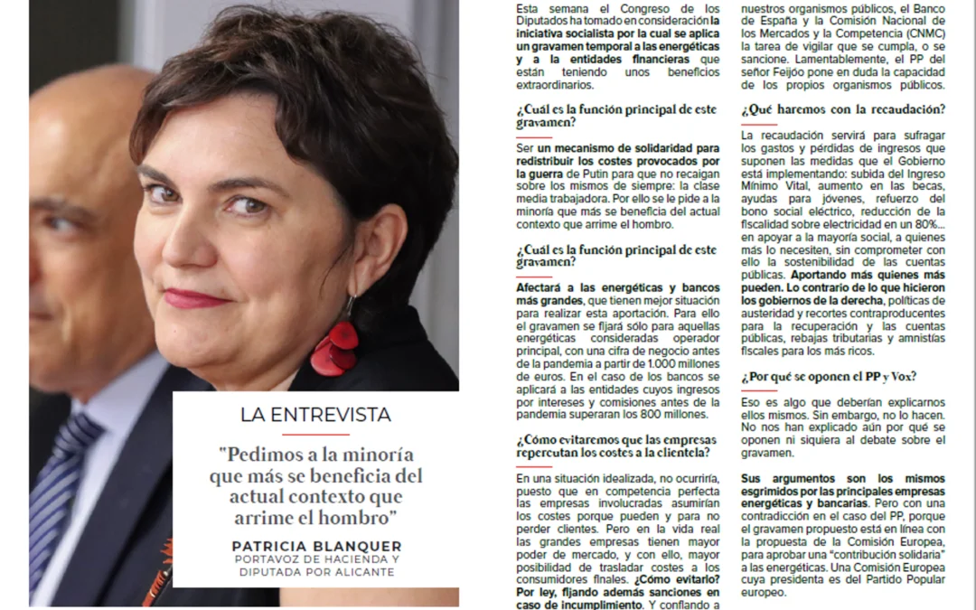Entrevista en La Socialista «Pedimos a la minoría que más se beneficia del actual contexto que arrime el hombro»