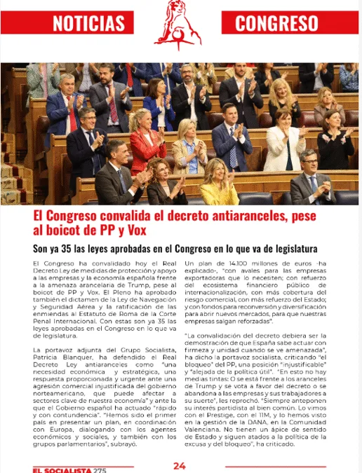 El Congreso convalida el real decreto ley de aranceles